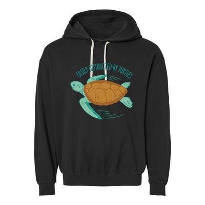 Easily Distracted By Turtles Garment-Dyed Fleece Hoodie
