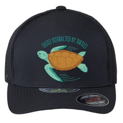 Easily Distracted By Turtles Flexfit Unipanel Trucker Cap