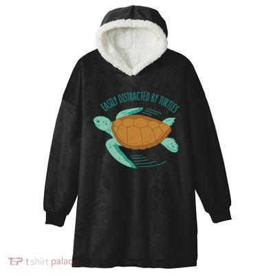 Easily Distracted By Turtles Hooded Wearable Blanket