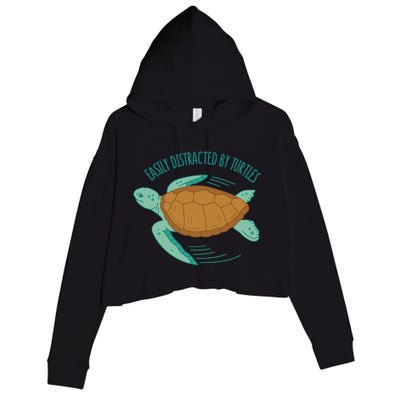 Easily Distracted By Turtles Crop Fleece Hoodie