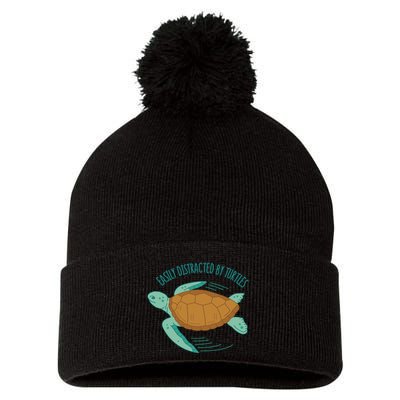 Easily Distracted By Turtles Pom Pom 12in Knit Beanie
