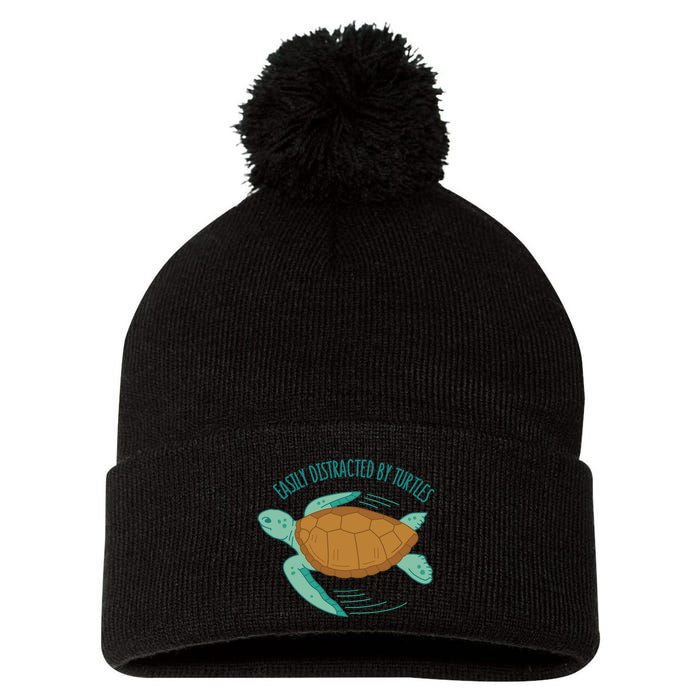 Easily Distracted By Turtles Pom Pom 12in Knit Beanie