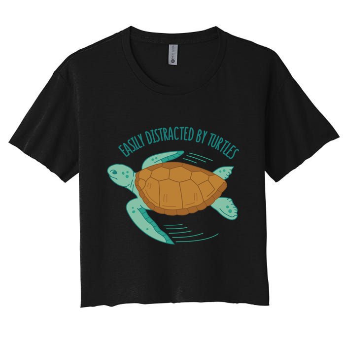 Easily Distracted By Turtles Women's Crop Top Tee