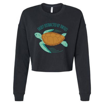 Easily Distracted By Turtles Cropped Pullover Crew