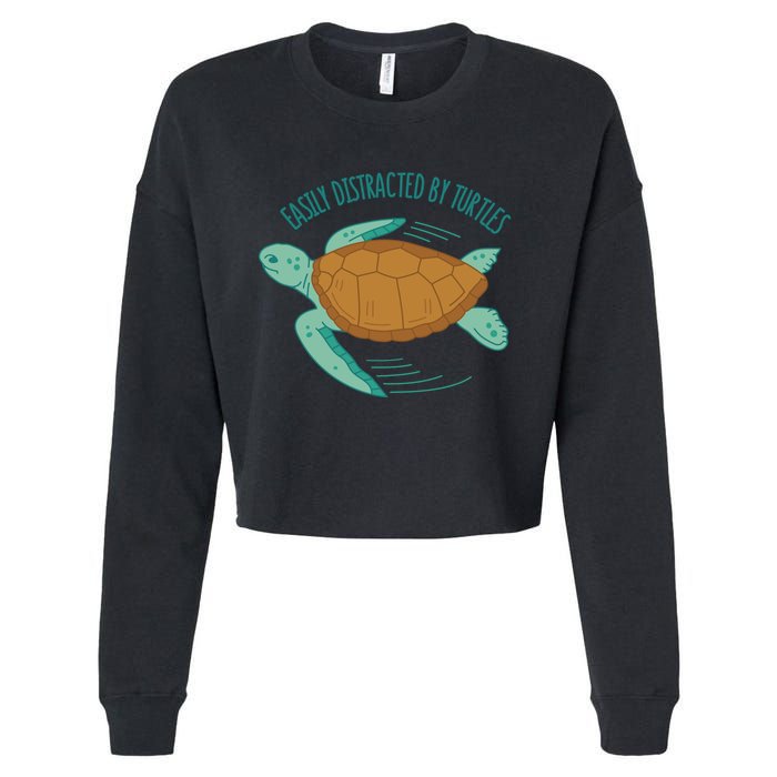 Easily Distracted By Turtles Cropped Pullover Crew