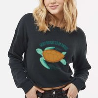 Easily Distracted By Turtles Cropped Pullover Crew