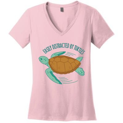 Easily Distracted By Turtles Women's V-Neck T-Shirt