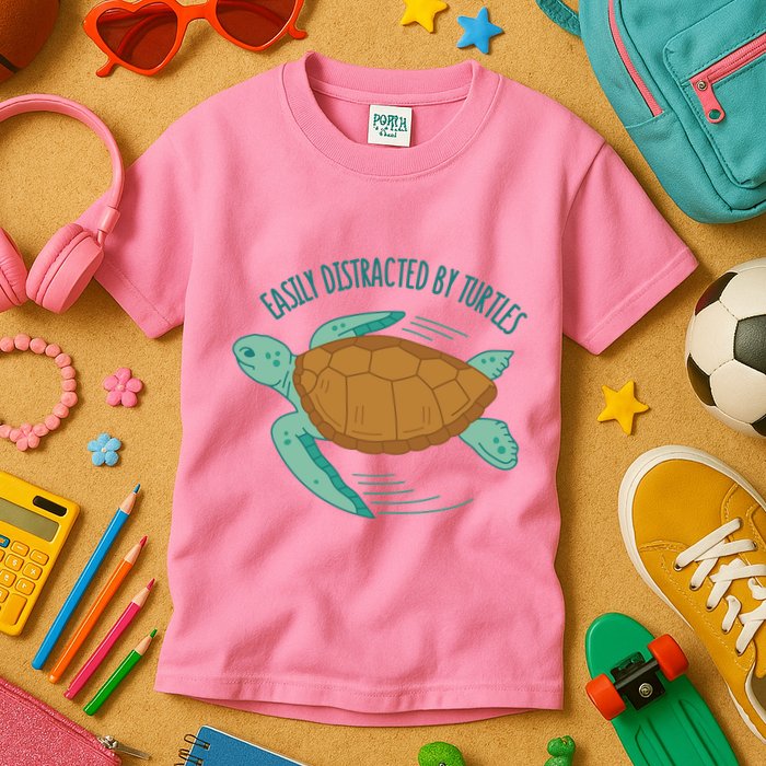 Easily Distracted By Turtles Kids T-Shirt