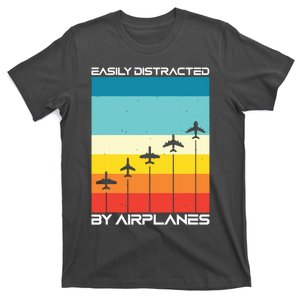 Easily Distracted By Airplanes Airplane Pilot Aircraft T-Shirt