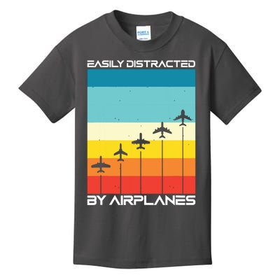 Easily Distracted By Airplanes Airplane Pilot Aircraft Kids T-Shirt