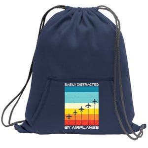 Easily Distracted By Airplanes Airplane Pilot Aircraft Sweatshirt Cinch Pack Bag