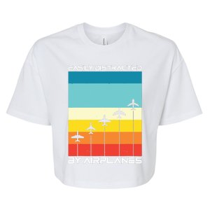 Easily Distracted By Airplanes Airplane Pilot Aircraft Bella+Canvas Jersey Crop Tee