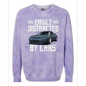 Easily Distracted By Cars Racing Cars Fans Present Colorblast Crewneck Sweatshirt