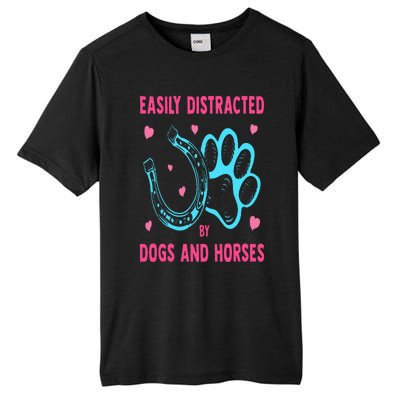 Easily Distracted By Dogs And Horses Funny Farm Animal Lover Tall Fusion ChromaSoft Performance T-Shirt