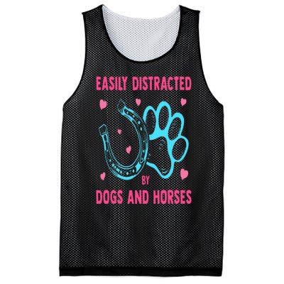 Easily Distracted By Dogs And Horses Funny Farm Animal Lover Mesh Reversible Basketball Jersey Tank