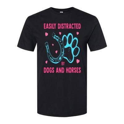 Easily Distracted By Dogs And Horses Funny Farm Animal Lover Softstyle CVC T-Shirt