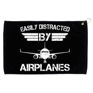 Easily Distracted By Airplanes Aviation Pilot Airplane Lover Grommeted Golf Towel