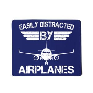 Easily Distracted By Airplanes Aviation Pilot Airplane Lover Mousepad