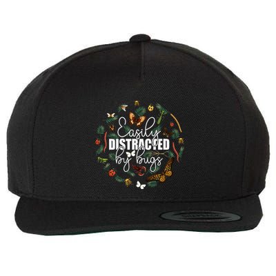 Easily Distracted By Bugs Funny Bug Insects Science Wool Snapback Cap