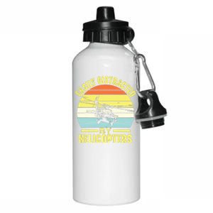 Easily Distracted By Helicopters Funny Helicopter Pilot Gift Aluminum Water Bottle