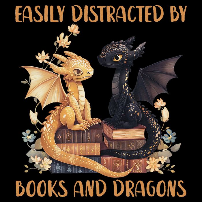 Easily Distracted By Books & Dragons Librarian Book Lover  Flat Bill Trucker Hat