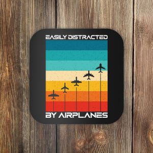 Easily Distracted By Airplanes, Airplane Pilot Aircraft Coaster