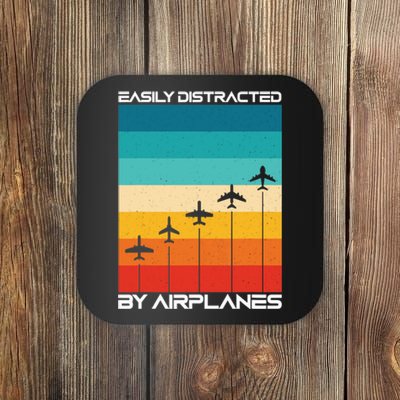 Easily Distracted By Airplanes, Airplane Pilot Aircraft Coaster