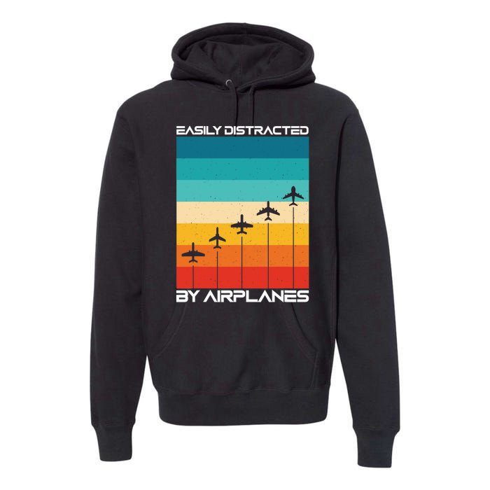 Easily Distracted By Airplanes, Airplane Pilot Aircraft Premium Hoodie