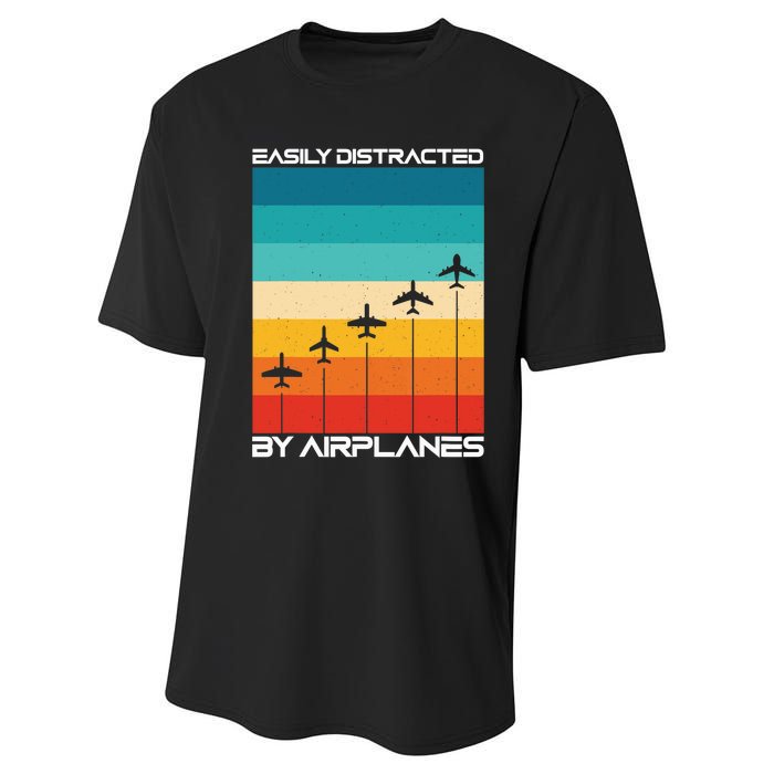 Easily Distracted By Airplanes, Airplane Pilot Aircraft Performance Sprint T-Shirt