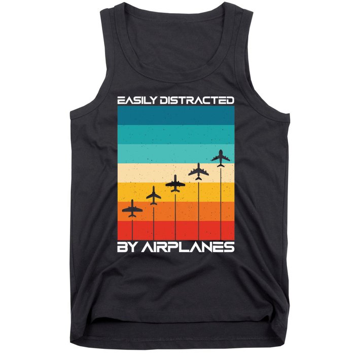 Easily Distracted By Airplanes, Airplane Pilot Aircraft Tank Top