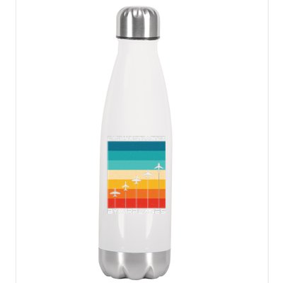 Easily Distracted By Airplanes, Airplane Pilot Aircraft Stainless Steel Insulated Water Bottle