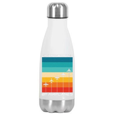 Easily Distracted By Airplanes, Airplane Pilot Aircraft Stainless Steel Insulated Water Bottle