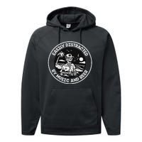 Easily Distracted By Music And Beer Skeleton Performance Fleece Hoodie