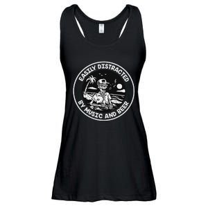 Easily Distracted By Music And Beer Skeleton Ladies Essential Flowy Tank