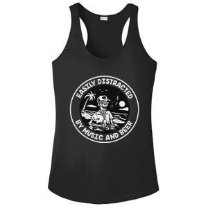 Easily Distracted By Music And Beer Skeleton Ladies PosiCharge Competitor Racerback Tank