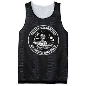 Easily Distracted By Music And Beer Skeleton Mesh Reversible Basketball Jersey Tank