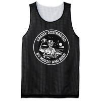 Easily Distracted By Music And Beer Skeleton Mesh Reversible Basketball Jersey Tank