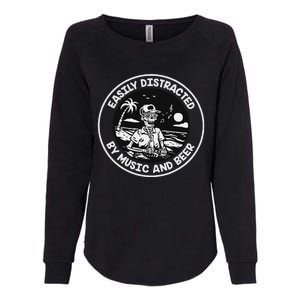 Easily Distracted By Music And Beer Skeleton Womens California Wash Sweatshirt