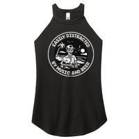 Easily Distracted By Music And Beer Skeleton Women's Perfect Tri Rocker Tank