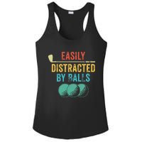 Easily Distracted by Balls Golf Ball Putt Vintage Funny Golf Ladies PosiCharge Competitor Racerback Tank