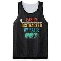 Easily Distracted by Balls Golf Ball Putt Vintage Funny Golf Mesh Reversible Basketball Jersey Tank