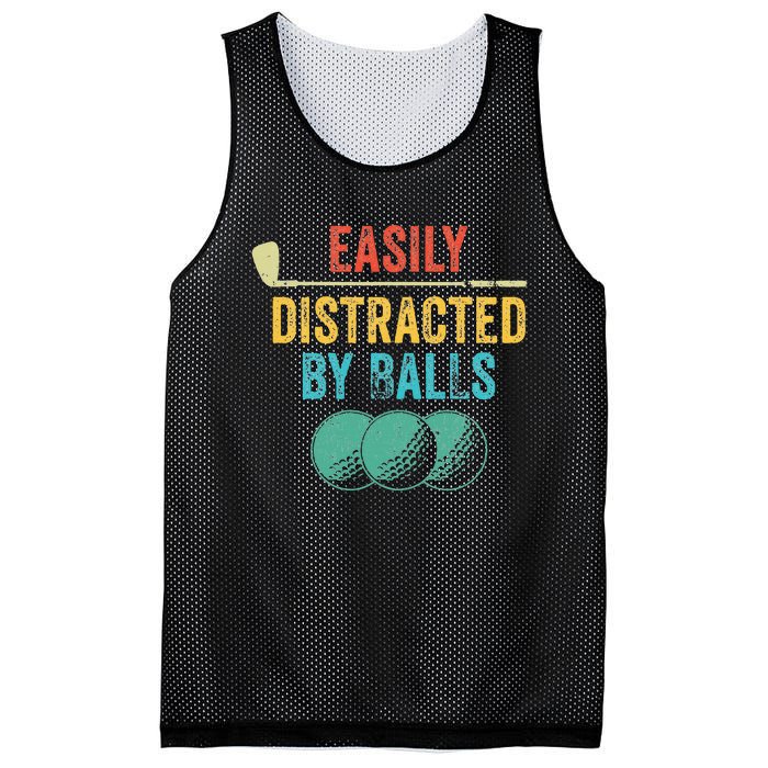 Easily Distracted by Balls Golf Ball Putt Vintage Funny Golf Mesh Reversible Basketball Jersey Tank