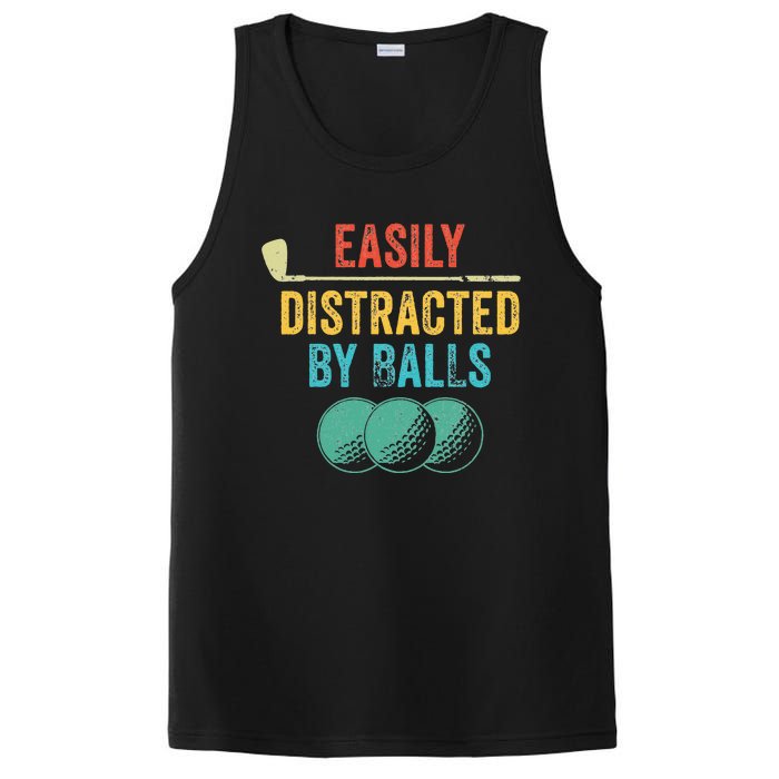 Easily Distracted by Balls Golf Ball Putt Vintage Funny Golf PosiCharge Competitor Tank