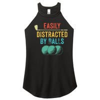 Easily Distracted by Balls Golf Ball Putt Vintage Funny Golf Women's Perfect Tri Rocker Tank