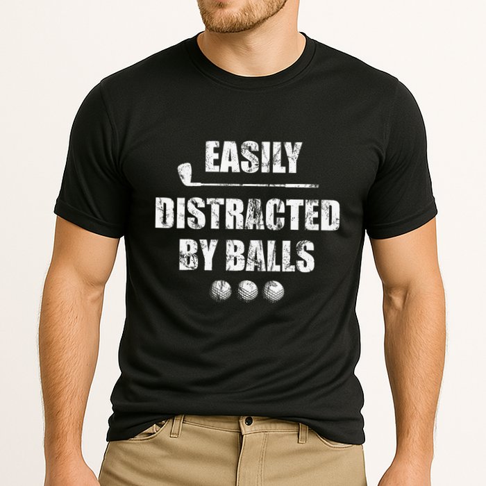 Easily Distracted By Balls Funny Golf Ball Putt Cooling Performance Crew T-Shirt