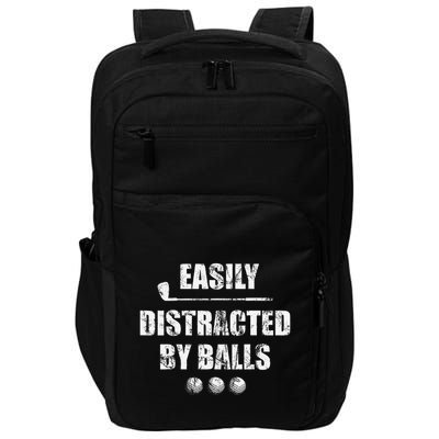 Easily Distracted By Balls Funny Golf Ball Putt Impact Tech Backpack