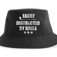 Easily Distracted By Balls Funny Golf Ball Putt Sustainable Bucket Hat