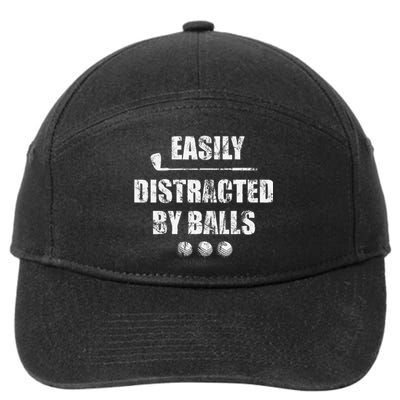 Easily Distracted By Balls Funny Golf Ball Putt 7-Panel Snapback Hat