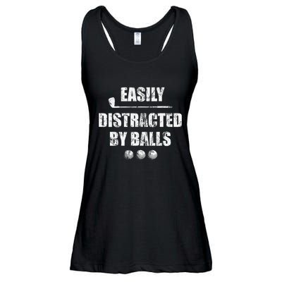Easily Distracted By Balls Funny Golf Ball Putt Ladies Essential Flowy Tank