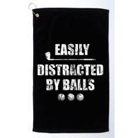 Easily Distracted By Balls Funny Golf Ball Putt Golf Towel